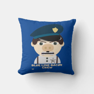 Almofada "BLUE LINE BACON CREW" policial engraçado     