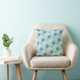 Almofada Blue Marroquino Trellis, Laticework, Quatrefoil