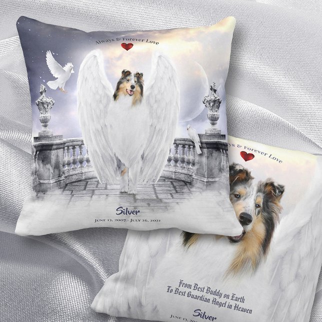 Almofada Blue Merle Collie Angel, Dog Heaven - Pet Memorial (Criador carregado)