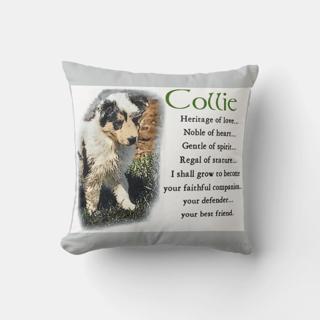 Almofada Blue Merle Rough Collie Puppy (Frente)