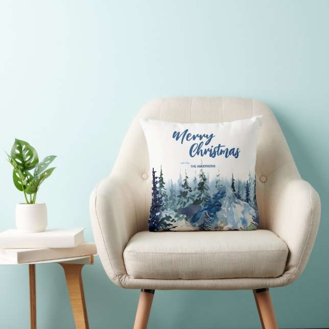Almofada Blue Modern Merry xmas tree rainha (Cadeira)