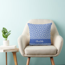 Blue modern retro swirl checkered custom name