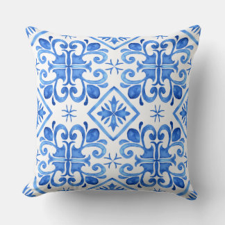 Almofada Blue Moroccan Zellige Pattern Throw Pillow