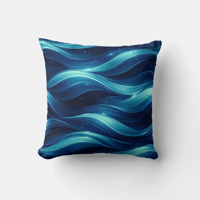 Almofada Blue Ocean Fluid Wave Pattern Throw Pillow (Frente)