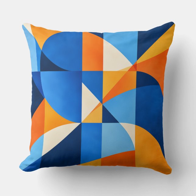 Almofada Blue Orange Geometric Abstract (Frente)