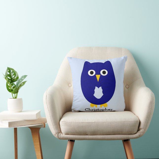 Almofada Blue Owl Design Any Colour Background Personalised (Cadeira)