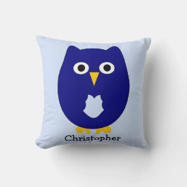 Almofada Blue Owl Design Any Colour Background Personalised