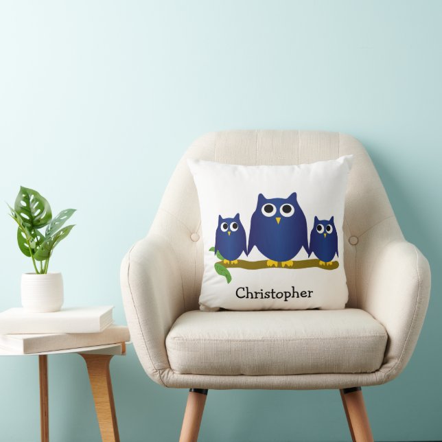 Almofada Blue Owls Design Personalised (Cadeira)