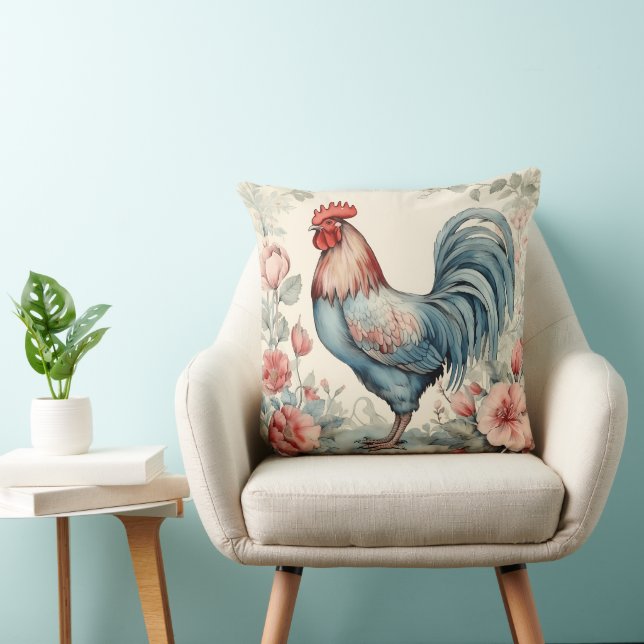 Almofada Blue Red e Cream AI Charming Rooster (Cadeira)