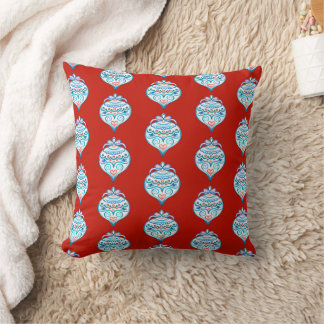 Almofada Blue Red vintage Christmas bauble Throw Pillow