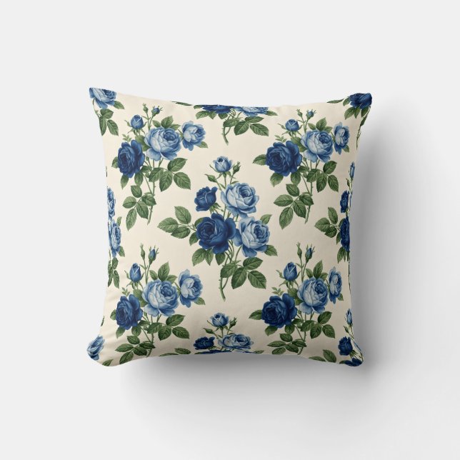 Almofada Blue Rose Floral Pattern (Frente)