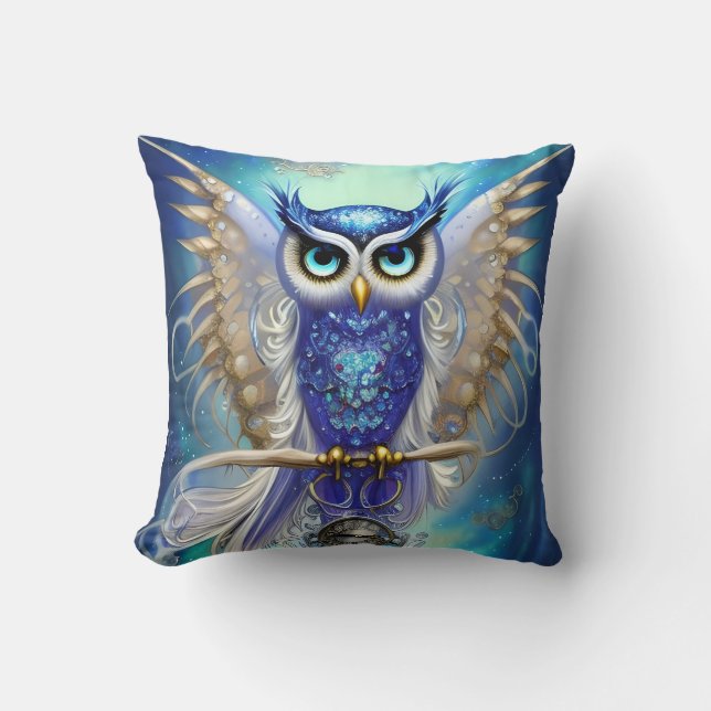 Almofada Blue Steampunk Owl (Frente)