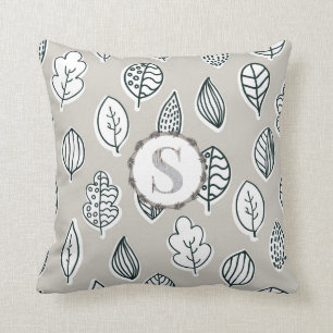 Almofada Blue Tan Farmhouse Vintage Country Monograma Cuja