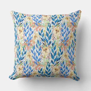 Almofada Blue Watercolor Blossom Garden