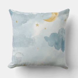Almofada Blue Watercolor Moon Throw Pillow – Scan for Music