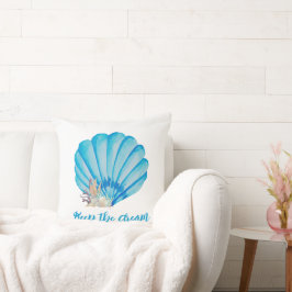 Almofada Blue Watercolor Seashell , Cotação Inspiradora