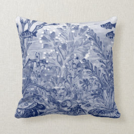 Almofada Blue Watercolor Sob O Caranguejo Sea Ocean Beach H