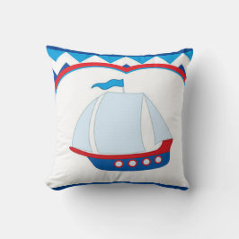 Almofada Blue White Chevron Fundo Blue Red Sail Nave