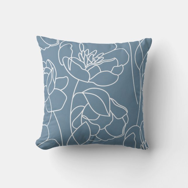 Almofada Blue White Modern Wildflower (Frente)