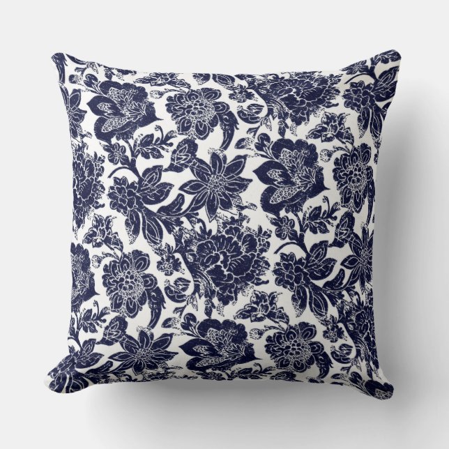 Almofada Blue White Throw Pillow (Frente)