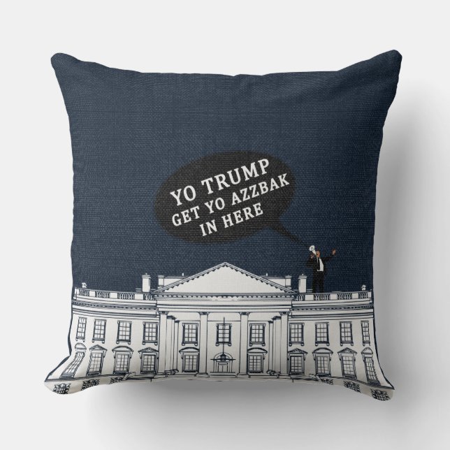 Almofada Blue White Yo Trump Volta para o Whitehouse (Frente)