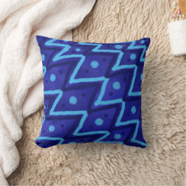 Almofada Blue Zig Zags Dots Funky Pattern 