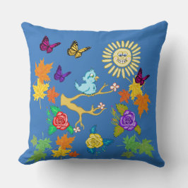 Almofada Bluebird e Sunshine Springtime Square Travesseiro