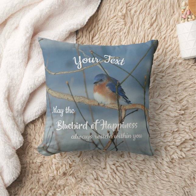 Almofada Bluebird Of Happiness Inspirational Personalized   (Cobertor)