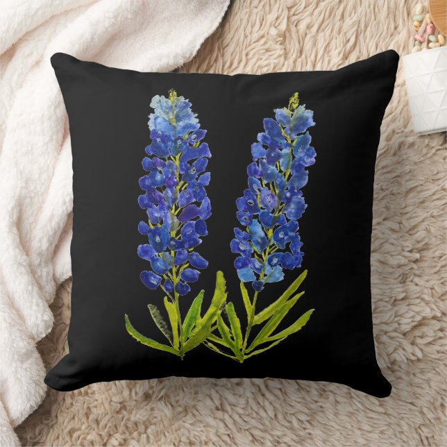 Almofada Bluebonnets Texas State Flowers Lupine Watercolor (Cobertor)