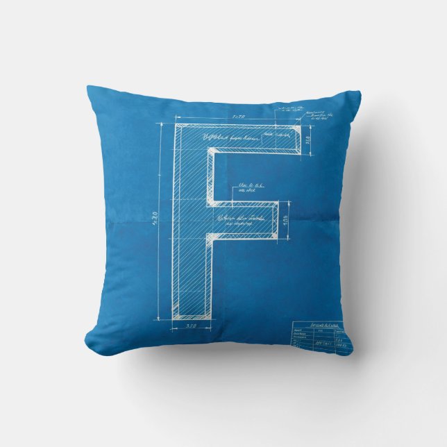 Almofada Blueprint Monogram Letter F (Frente)