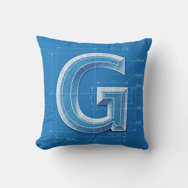 Almofada Blueprint Monogram Letter G (Frente)