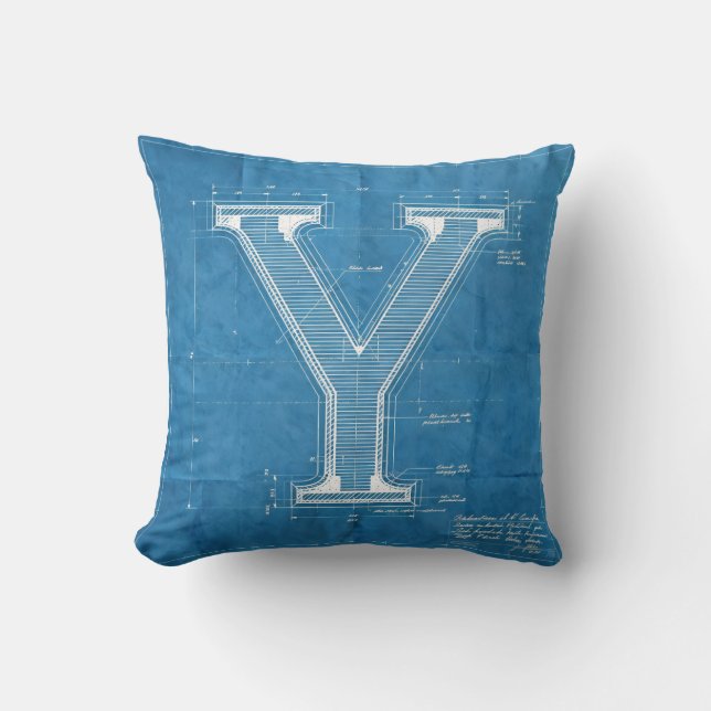 Almofada Blueprint Monogram Letter Y (Frente)