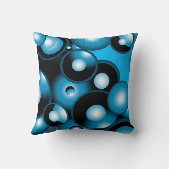 Almofada Blues Circular Concentric Abstrato Art Orbital (Verso)