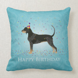 Almofada Bluetick Coonhound Happy Birthday Design
