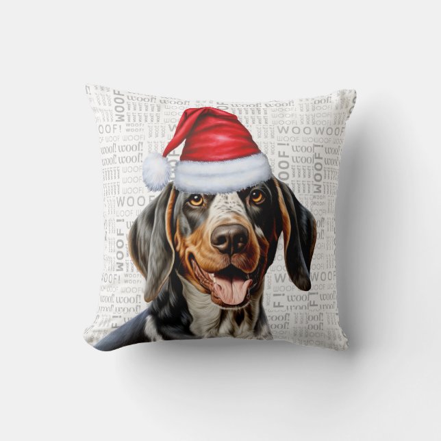 Almofada Bluetick Coonhound Watercolor Natal (Frente)
