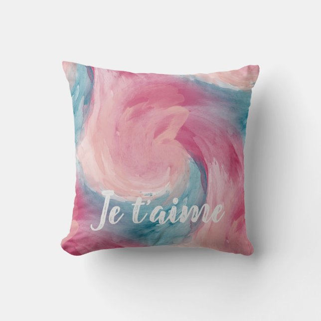 Almofada Blush Aqua Je Taime Abstrato (Frente)