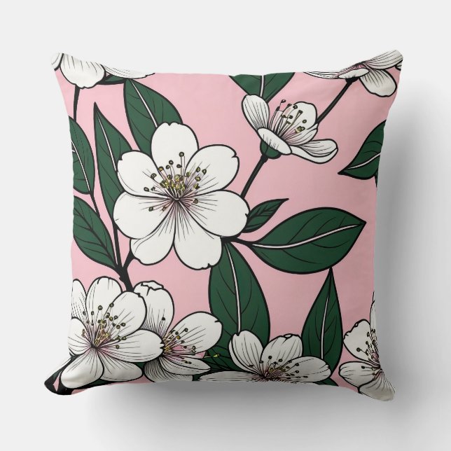 Almofada Blush Floral Design - Botânico suave (Frente)