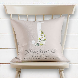 Almofada Blush Floral - Letra J Monograma - Casas de Nascim
