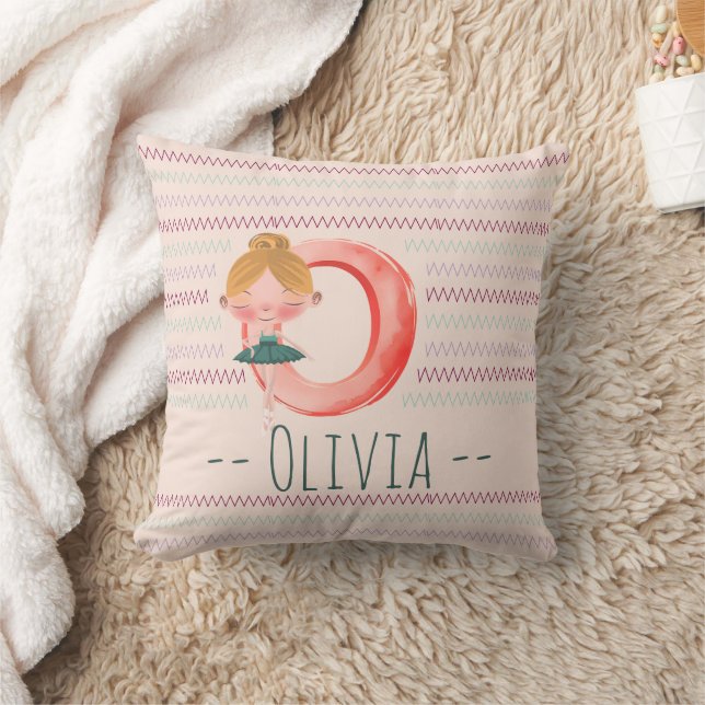 Almofada Blush Pink Ballerina Monogram O – Personalized Art (Cobertor)