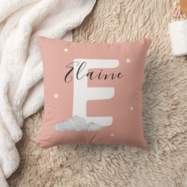 Almofada Blush Pink Personalized Baby Name Pillow Custom (Cobertor)