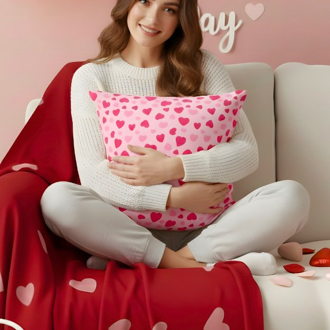 Almofada Blush Pink Watercolor Hearts Valentine Gift (Criador carregado)