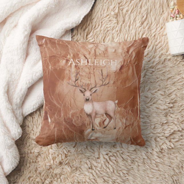 Almofada Blush Rosa Dourado Rosa Boho Veado Árvore (Cobertor)