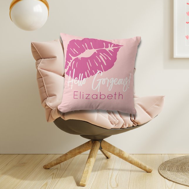 Almofada Blush Rosa Fúcsia Personalizado Olá Lindíssima (Criador carregado)