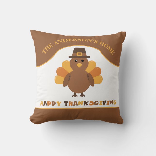 Almofada Boa Ação de Graças à Turquia (Frente)