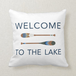 Almofada Boa vinda ao travesseiro decorativo pintado lago