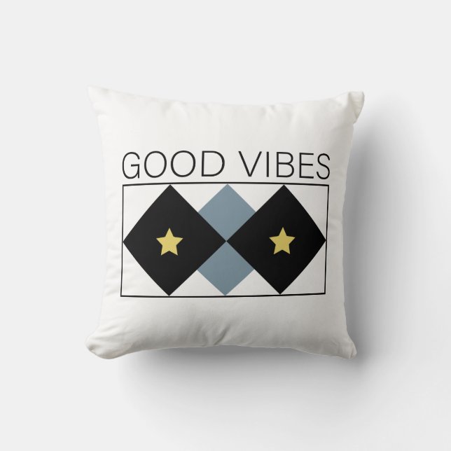 Almofada Boas Vibes, design simples e impactante (Frente)