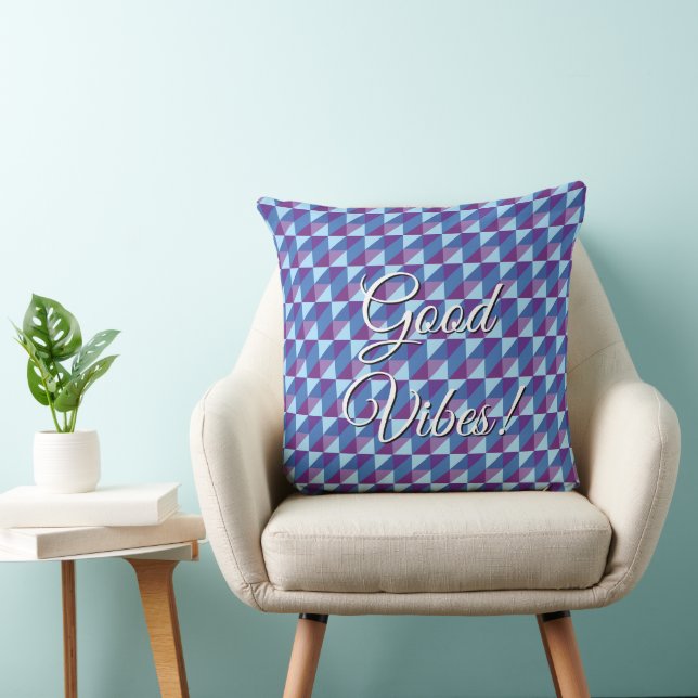 Almofada Boas Vibrações Retro Roxo para Azul Geométrico Abs (Cadeira)