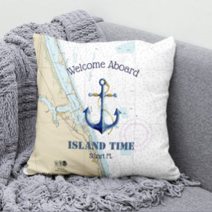 Almofada Boat Name Nautical Anchor Welcome Aboard Florida