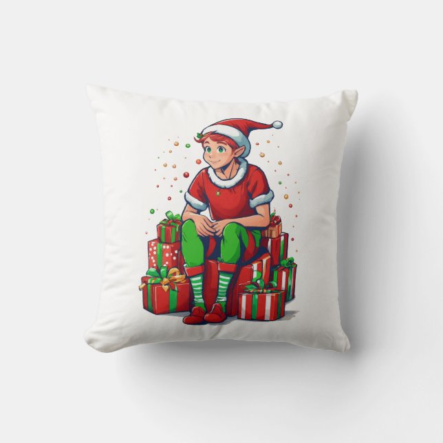 Almofada Bobo Engraçado Natal Papai Noel Elf Kid (Frente)