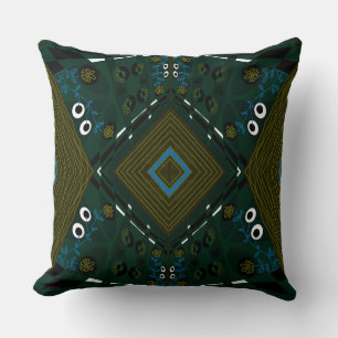 Almofada Bohemian Chintz Ilustração Teal Olive Airforce